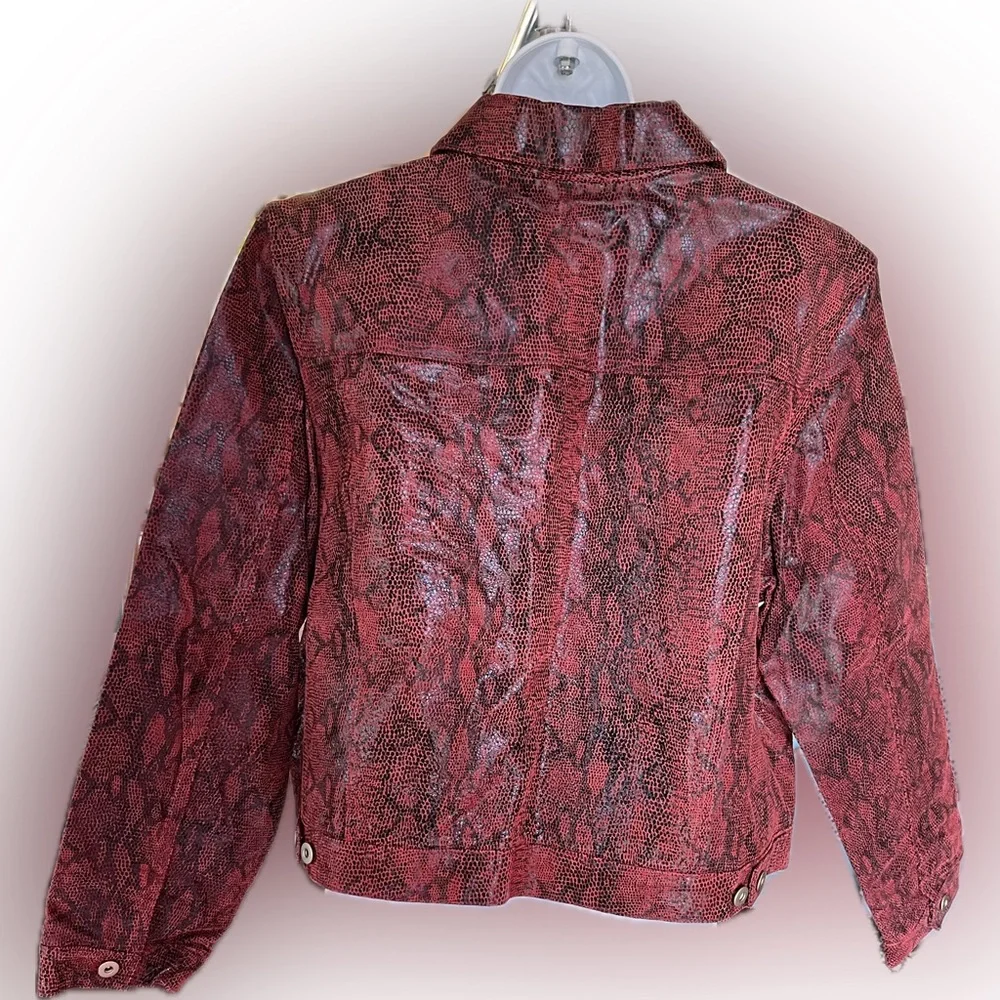 Vintage Colebrook & Co Red Leather Snake Skin Print Jacket and Pant Set - Picture 4 of 15